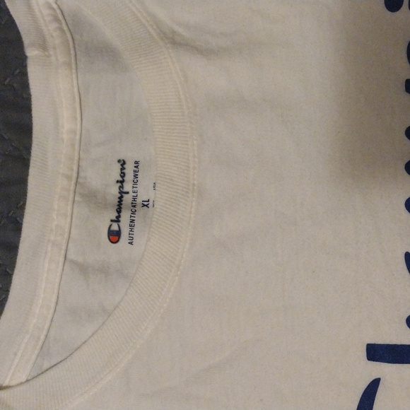 Champion White Long Sleeve Tee with Blue and Red Logo - Picture 2 of 5